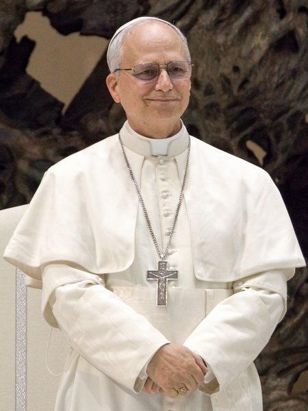 Pope Leo XIV in white papal cassock